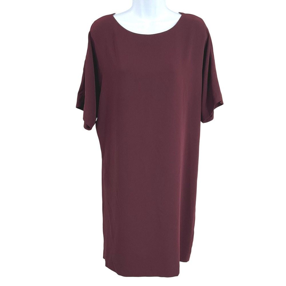 Lauren Ralph Lauren Shift Dress Womens 8 Burgundy Draped Back Cocktail Timeless